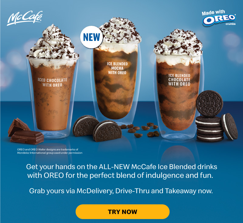Get your hands on the ALL-NEW McCafe Ice Blended drinks with OREO for the perfect blend of indulgence and fun