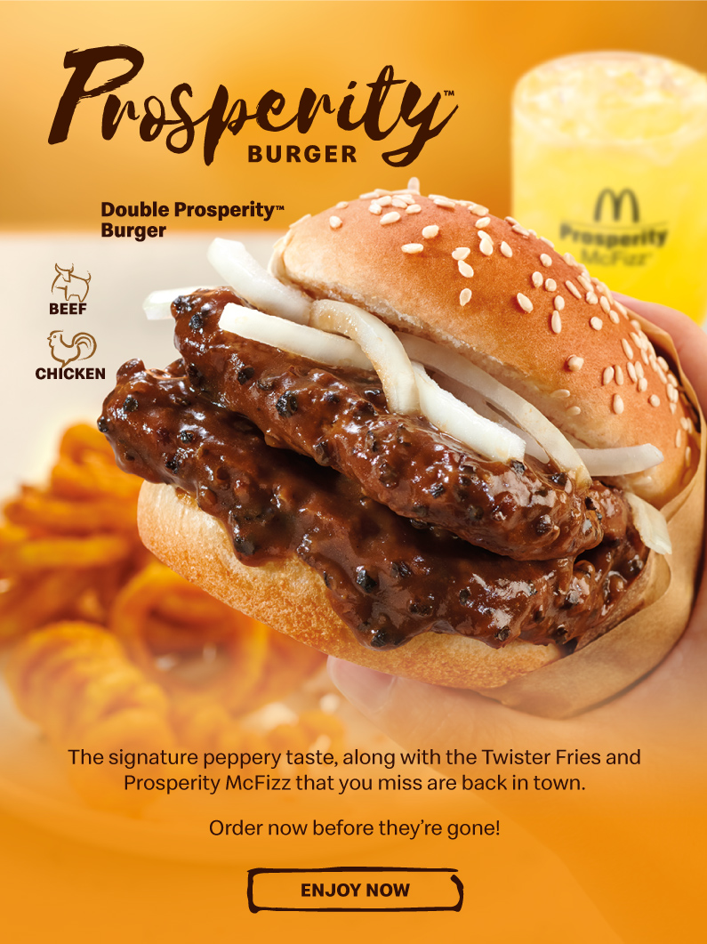 The signature peppery taste, along with the Twister Fries and Prosperity McFizz that you miss are back in town. 