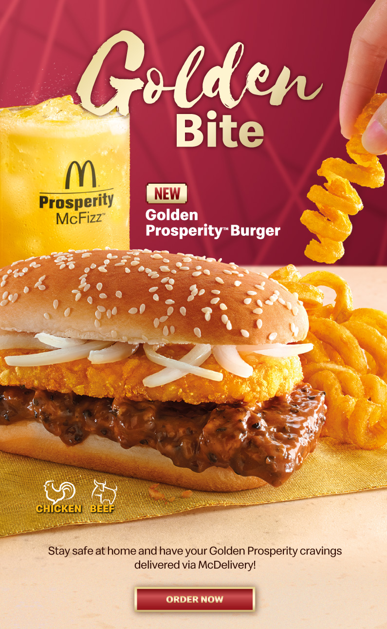 Stay safe at home and have your Golden Prosperity cravings delivered via McDelivery!