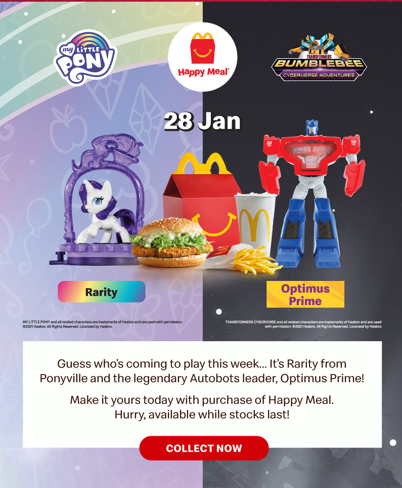 Guess who’s coming to play this week… It’s Rarity from Ponyville and the legendary Autobots leader, Optimus Prime!