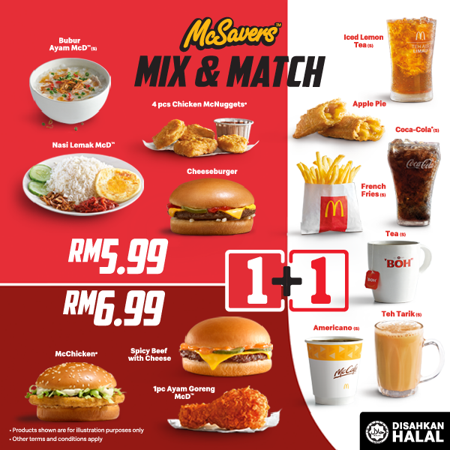 Pick and choose to satisfy your cravings with more value from McSavers