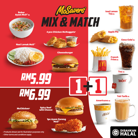 Pick and choose to satisfy your cravings with from McSavers Mix & Match
