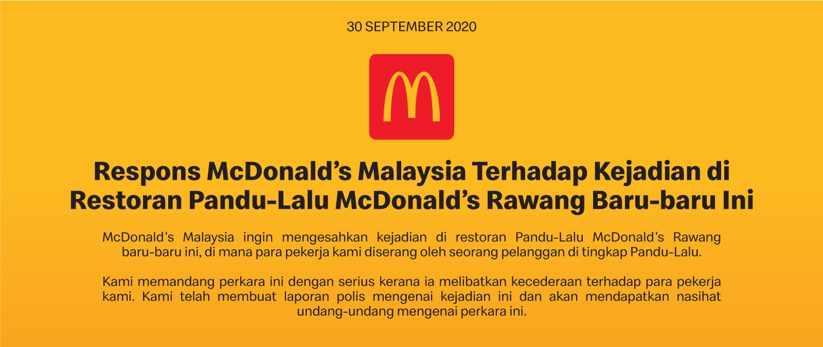 Respons McDonald’s Malaysia Terhadap Kejadian di Restoran Pandu-Lalu McDonald’s Rawang Baru-baru Ini's image'