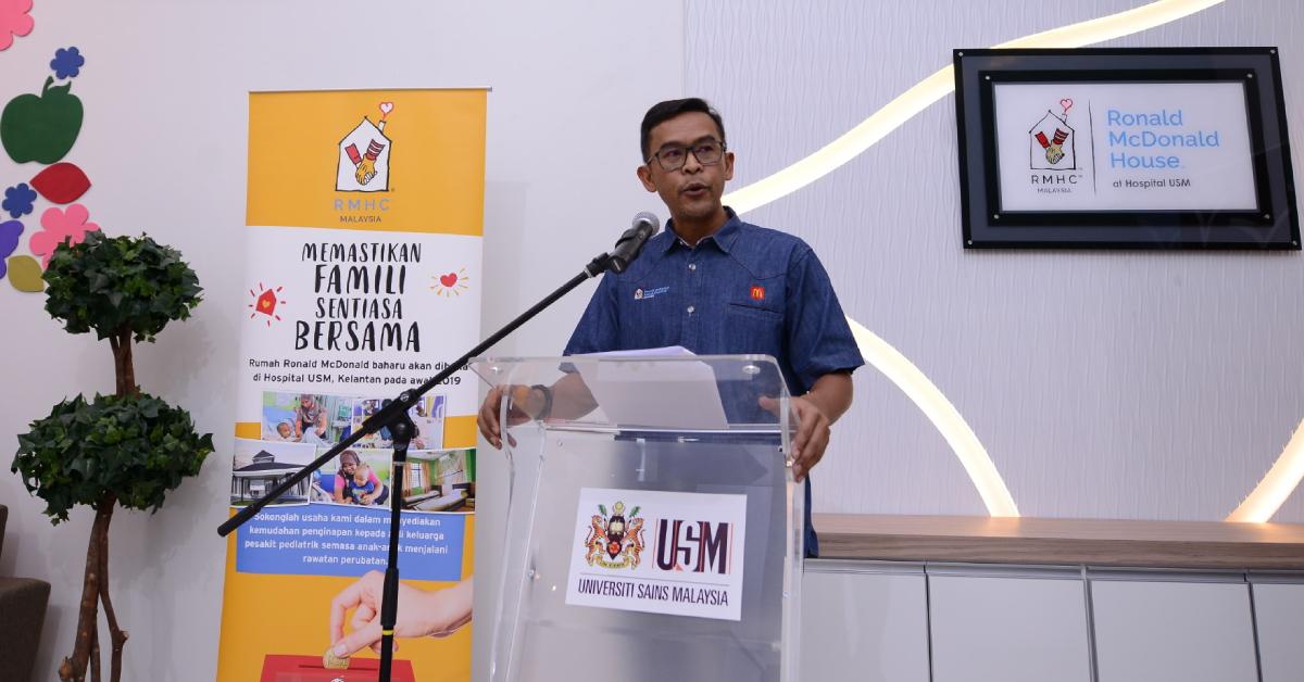 Azmir Jaafar, President of RMHC and Managing Director and Local Operating Partner of McDonald's Malaysia during the soft opening of the Ronald McDonald House in Hospital USM said the facility is important in providing families with emotional strength during their children’s period of seeking treatment.   